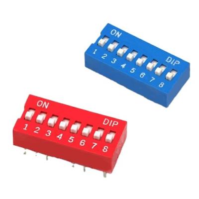 China High Quality SMD DIP Tact Switch 2.54mm DIP Switch Red Blue DIP Switch for sale