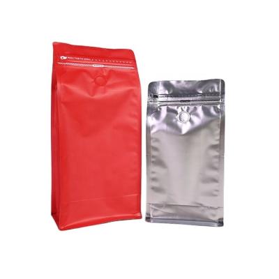 China Moisture Proof Moisture Proof Coffee Bean Bag with one way valve   flat bottom coffee bag 100g  200g  500g for printing for sale