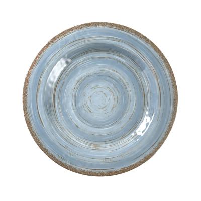 China Sustainable Popular Classic Dinnerware Dishes & Plates Rustic Printed Melamine Dinner Plate Teal for sale