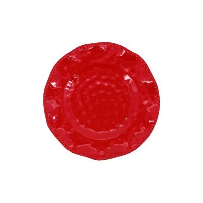 China New Sustainable Hot Selling Beaded Heavy Melamine Red Kitchen Dish Plates Custom Made Melamine Plates for sale