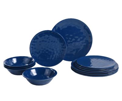 China Viable Hot Selling Heavy Colorful 12 Piece Melamine Dish Dinner Set Dinnerware Set, Cobalt Blue for sale