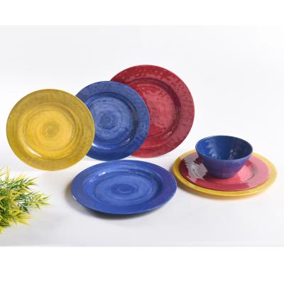 China Sustainable Wholesale Matte Melamine Dinnerware Dishes And Bowls 12 Piece Melamine Dinnerware Set for sale