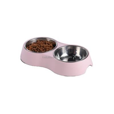 China Hot Selling Melamine Dog Cat Water Food Bowls Colorful Small Size Sustainable Viable Double And Feeder Bowls for sale