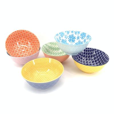 China Sustainable Hand Painted Kitchen Bowls Colorful Japanese Ceramic Stoneware Small Snacks Fruit Salad Bowls for sale