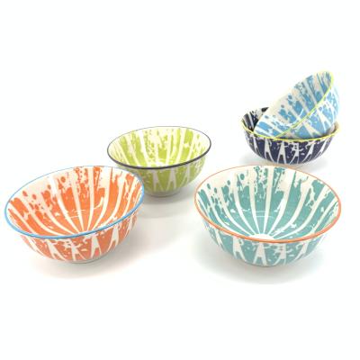 China Best Quality Viable 11.5 fl oz Large Colorful Ceramic Soup Salad Dessert Rice Snack Bowls Ceramic Bowls Set of 6 for sale