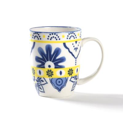 China Viable Classic Hand Painted Stoneware Floral Inspired Ceramic Coffee Mugs for sale