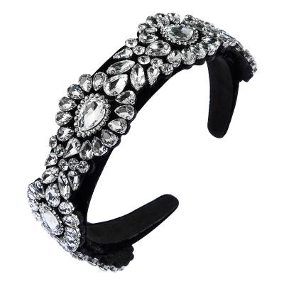 China Fashionable high-end rhinestone velvet temperament super flashing wide-brimmed headband headband for sale