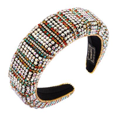 China 2020 new color fashionable baroque luxury rhinestone headband wide side thick INS sponge ball for sale