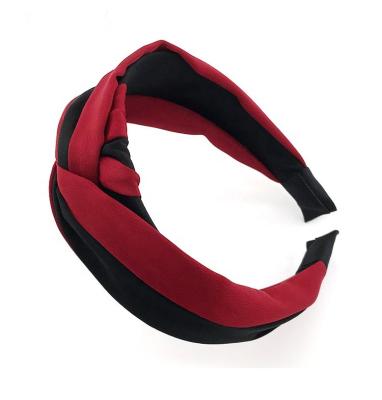 China Trendy Hair Accessories - Edged Hair Band with Contrasting Colors Cross - Trendy Wide Knot Headband for sale