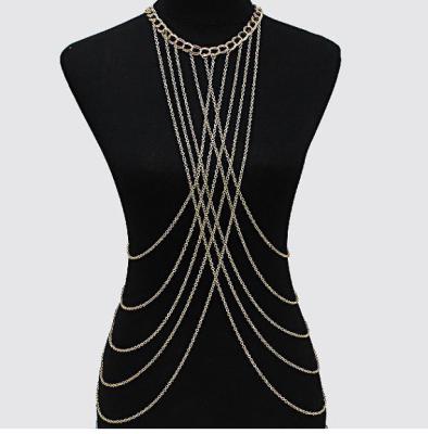 China Wholesale Hot Selling Fashion Alloy Nightclub Body Chain Metal Tassel Body Chain Necklace for sale