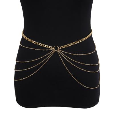 China Wholesale Simple Slim Geometric Popular Accessories Alloy Waist Chain Sexy Exaggerated U-Shaped Waist Chain Women for sale