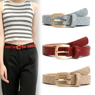 China New Model Woman High Quality Female Hot Sale Fashion High Quality Female ALLOY Pin Buckle Belts Black Waistband Alloy Leather Belts for sale