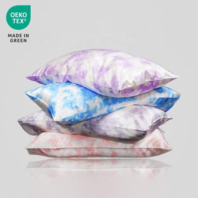 China Factory Real 6A 16/19/22/25 Momme Wholesale 100% Mulberry Silk Tie Pillowcase Cover Dyed Anti-Static Pillowcase Case With Box for sale