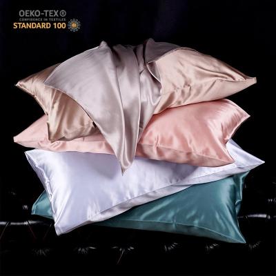 China Anti-Static Custom Design Wholesale 100% Pure Silk Mulberry Color Pillowcase Zipper Style Pillow Case Set Simple Cover for sale