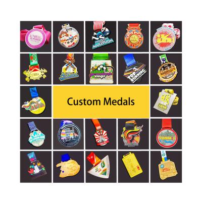 中国 Custom Medals Souvenir Sports Award Medal Marathon Running Sublimation Cycling Blank With Ribbon Sport Medal 販売のため