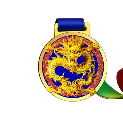 China Custom Logo Metal Medal Brass Football Biggest Marathon Transparent Epoxy Award  Medal for sale