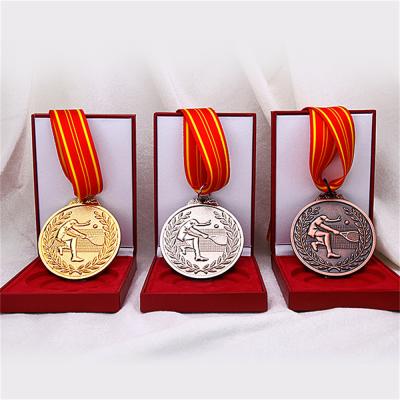 China Customized With Ribbon Box Logo Gold Silver Copper Sports Award Medal Metal Blank Medal en venta