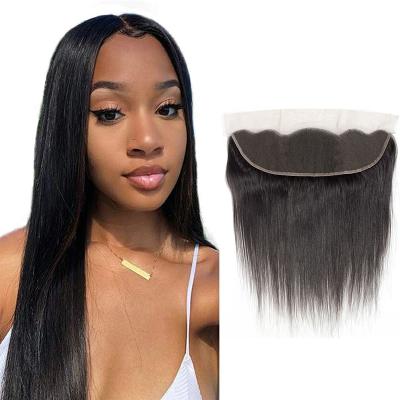 China Silky Straight Wave 13x4 HD Lace Up 13x4 Lace Frontal Straight Or Body Wave High Hair 100% Digital Unprocessed Natural Black Black Headband for sale