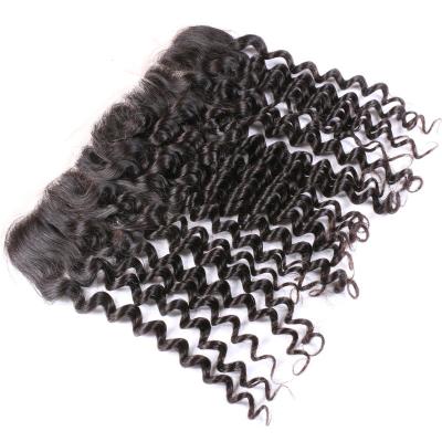 China Wholesale Price Cuticle Hair Vendor 13*4 HD Deep Curly Deep Curly Sheer Lace Headband Full Around Baby Hair With Natural Hairline for sale