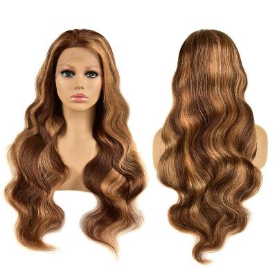 China Blonde Straight Highlights Wig For Women Straight Lace Band Wigs P4/27 13x4 Accent Lace Front Wigs for sale