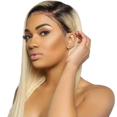 China Wholesale Qingdao O Factory Drop Wave Virgin Hair 1B Brazilian Roots Silky Straight Fly 613 Ombre Color Blonde Full Lace Wigs for sale