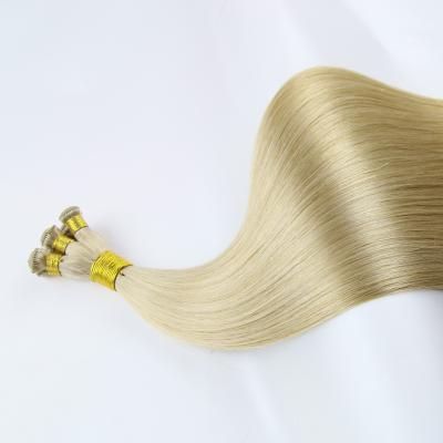 China Wholesale 12A Grade Virgin Hair Handtied Silky Straight Russian Double Weft Thick Drawn Wave End Handtied Hair Extension Bundles for sale