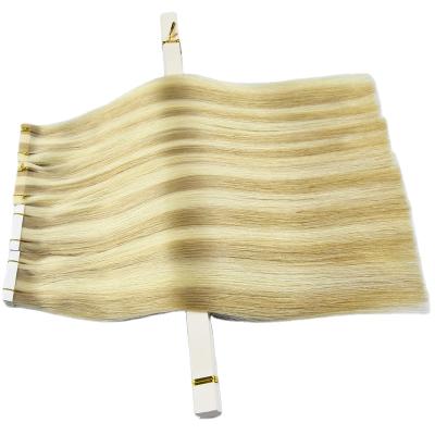 China Good Quality Silky Straight Wave Cuticle Aligned European Remy Hair Extensions Highlights Color Tape In Virgin Hair Blonde Tape In Hair Extensions for sale