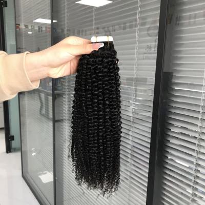 China All Kinds Factory 10A Double Drawn 2.5g/piece 100% Virgin European Human Remy Hair Kinky Curl Tape In Hair Extensions 2.5g/piece for sale