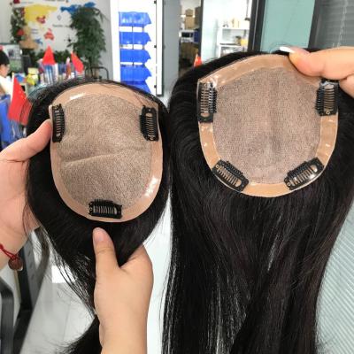 China Fast Shipping Wholesale Thin Skin 100% Real Virgin Brazilian Hair PU Topper For Women Hair Hairpieces for sale