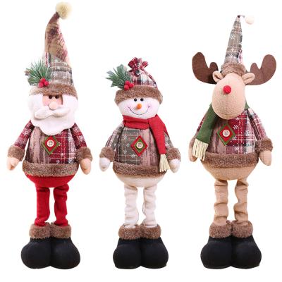 China Retractable Santa Snowman Window Decoration Creative Chirstmas Decor Christmas Trumpet Decor Snowflake Plaid Cloth Doll Decoration for sale