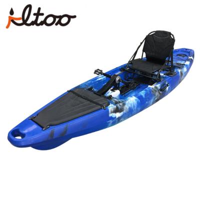 China Water sports or fishing 10ft pedal kayak fishing boat, rowing boats canoe plastic fishing kayak for sale for sale