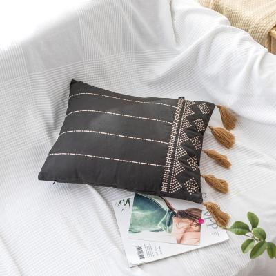 China Boho Anti-Static Cotton Woven Tassel Cushion Blanket Macrame Lumbar Tile Blankets India for sale