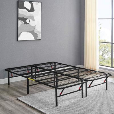 China Modern Queen Foldable Cool Metal Iron Folding Frame Bed Platform Black With Tool Free Assembly VT-14.034 for sale