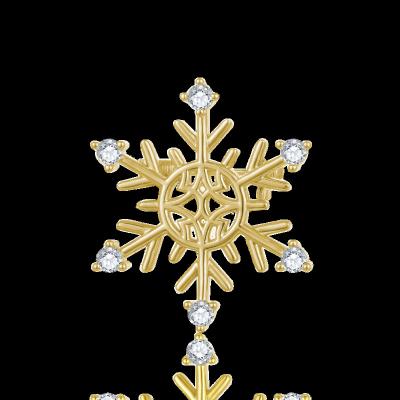 China New Fashion Brass Christmas Snowflake Zircon Ladies Soft Brooch Pin for sale