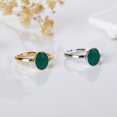 China Vintage Cute Design Luxury Copper Rings Green CZ Stone Rings For Women Jewelry Ring for sale