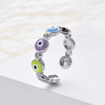 China New Cute Fashion Demon's Eye Ladies Open Ring Drip Oil Ring for sale