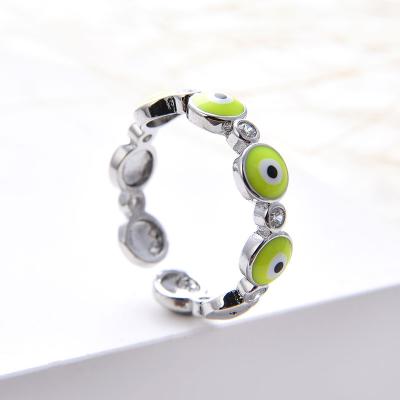 China New Cute Fashion Demon's Eye Ladies Open Ring Drip Oil Ring for sale