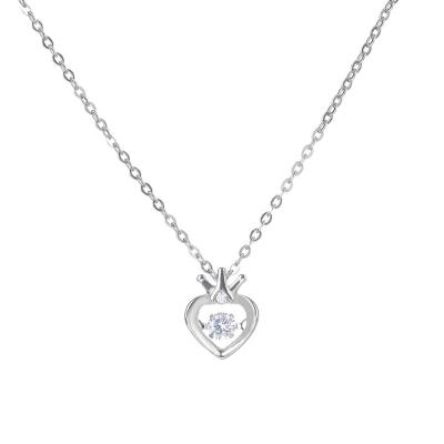 China New Romantic Smart Heart Shaped Diamond Girl Gift Clavicle Necklace 925 Silver Gemstone Gemstone Necklace for sale