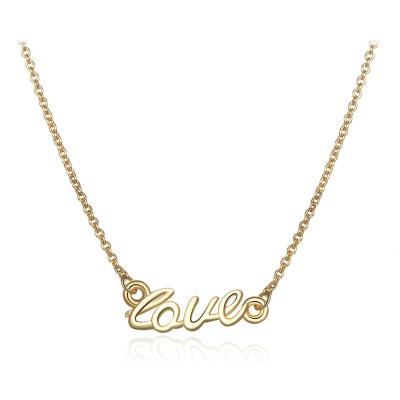 China Factory Wholesale Romantic LOVE Letter Necklace Copper 18K Gold Plated Pendant Necklace For Women for sale