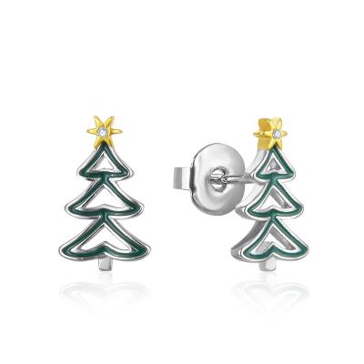 China New Style Copper Christmas Tree Earring Stud Earring Thick Medium Circle TRENDY Xmas Earrings for sale