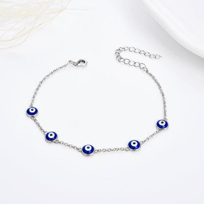 China The Other Rose Silver Sparking Evil Eye Gold Link Chain Women Girl Jewelry Turkish Enamel Bracelet for sale