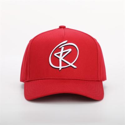 China Customized Wholesale COMMON Men's 5 Panel Curved Edge High Quality Structured Embroidery Red Logo 3D Cotton Snapback Baseball Caps Hat for sale