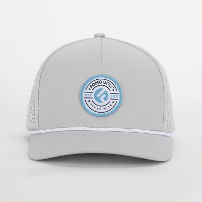 China Custom 5 JOINT Panel OEM High Quality Men's Curved Bill Sport Baseball Patch Logo Hat Water Resistant Laser Cut Perforated Hole Dad Hat for sale