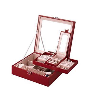 China Fashionable luxury high quality luxury PU leather custom earring custom jewelry red earring box jewelry for sale