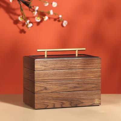 China Wholesale Custom Large Capacity Logo Luxury Large Wooden Jewelry Box 4Layers Necklace Ring Earring Case Jewelry Storage Wooden Gift Organizer for sale