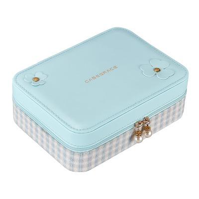 China 2022 Handmade PU Leather Jewelry Box Organizer Travel Jewelry Storage Box Custom Logo Printed Large Jewelry Box For Earring Necklace Ring for sale