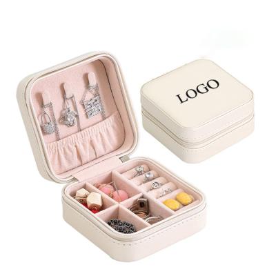 China PU Leather Small Travel Earring Jewelry Organizer Case Jewelery Storage Case Jewelery Storage Box for sale