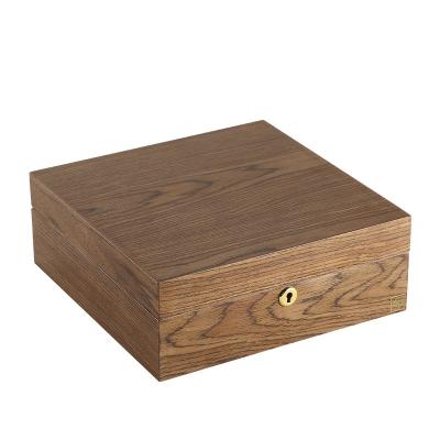 China Large Capacity Luxury Wooden Jewelry Box Organizer Large Wood Velvet Jewelry Box With Key 2 Layers Storage Case Watch Necklace Rings Earrings for sale