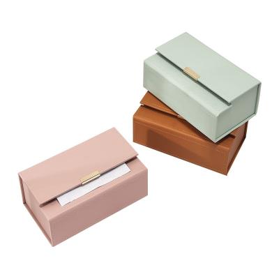 China Wholesale Eco-Friendly Luxury Modern Leather Box Lid Household Rectangle Bathroom Tissue Storage Box Face Holder for sale