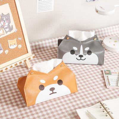 China Wholesale Durable Bathroom Custom Leather Bedroom Rectangle Toilet Paper Box Lid Face Holder With Latch for sale